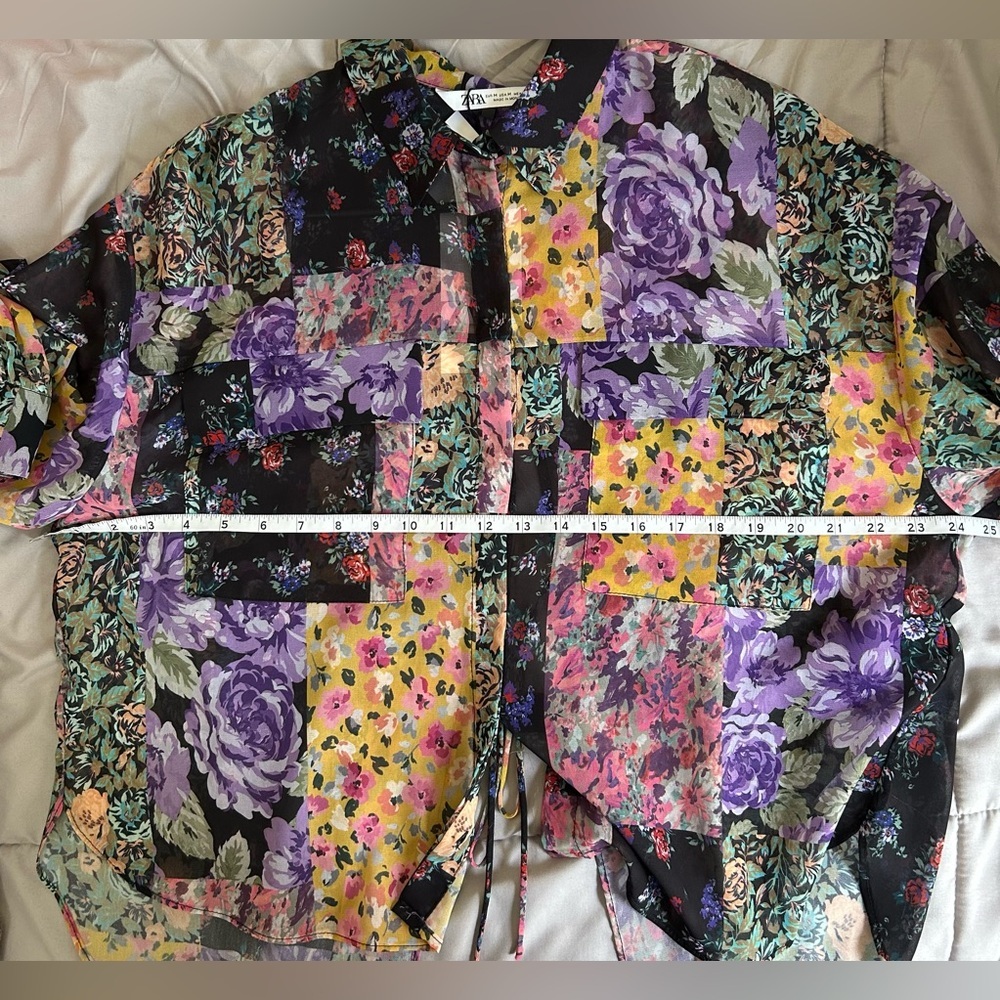 NWT Zara The Amelie Patchwork Floral Shirt | Whimsigoth Blouse | M - Picture 12 of 12